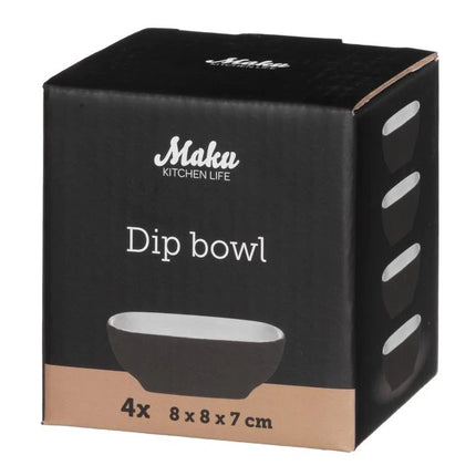 Sauce dipping bowl set, ceramic, 2.5×7 cm, black, 3 pcs., up to 200 °C