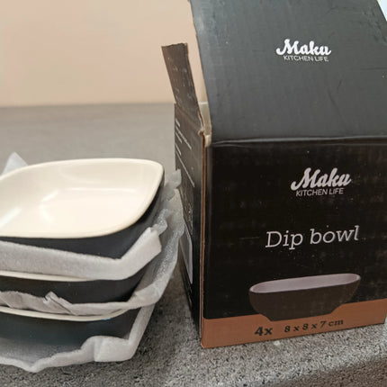 Sauce dipping bowl set, ceramic, 2.5×7 cm, black, 3 pcs., up to 200 °C