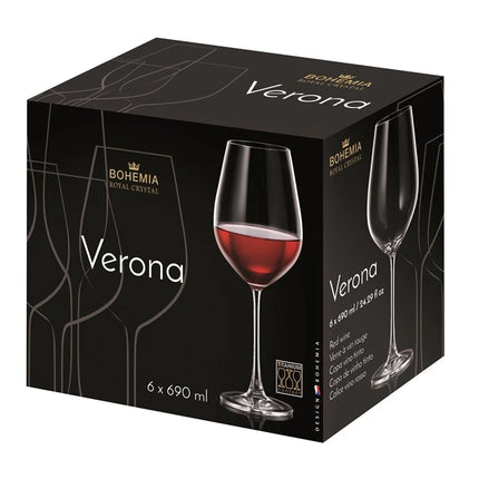 Bohemia Verona raudonojo vyno taurių rinkinys, 690 ml, 5 vnt.