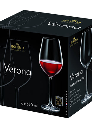 Bohemia Verona red wine glass set, 690 ml, 5 pcs.