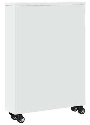 Siauri saugojimo vežimėliai, balti, 48x13x68 cm, konstruotas medis