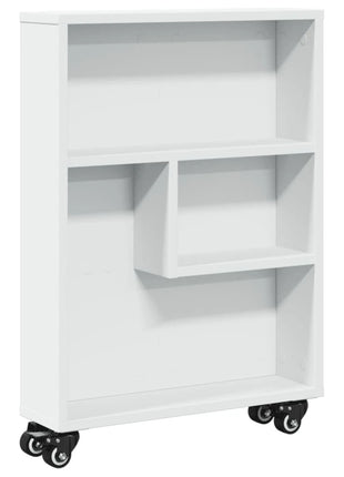 Siauri saugojimo vežimėliai, balti, 48x13x68 cm, konstruotas medis