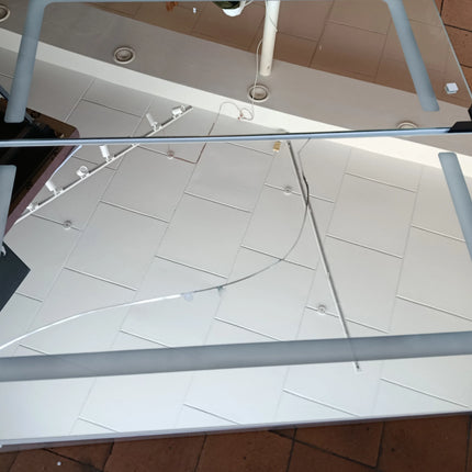 Akvamarino vonios kambario veidrodis su LED apšvietimu, 65 × 65 cm